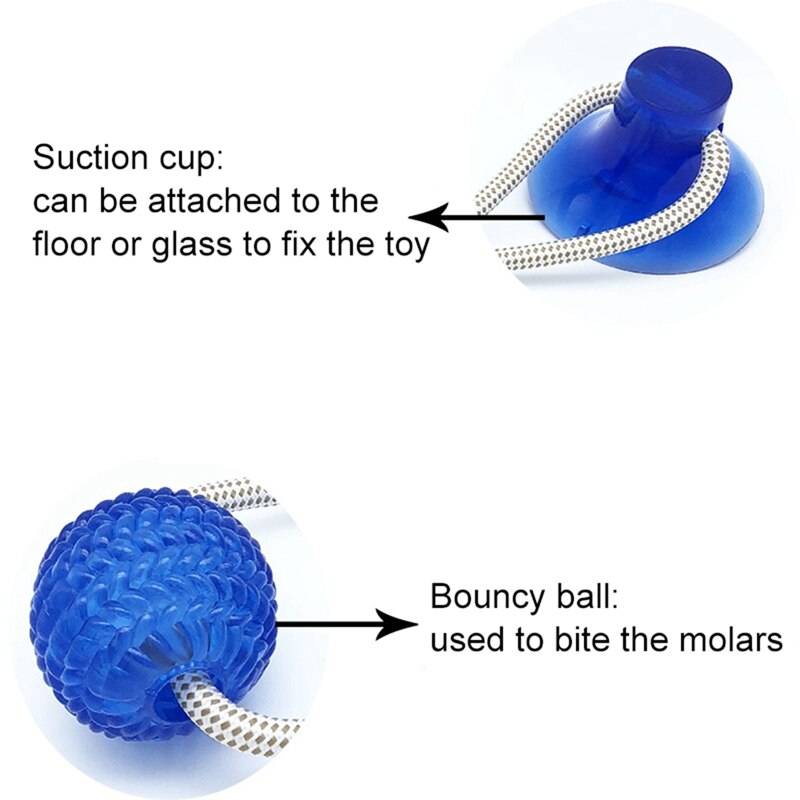 Dog Suction Cup Ball Rope Toy | Tug of War Solo Play