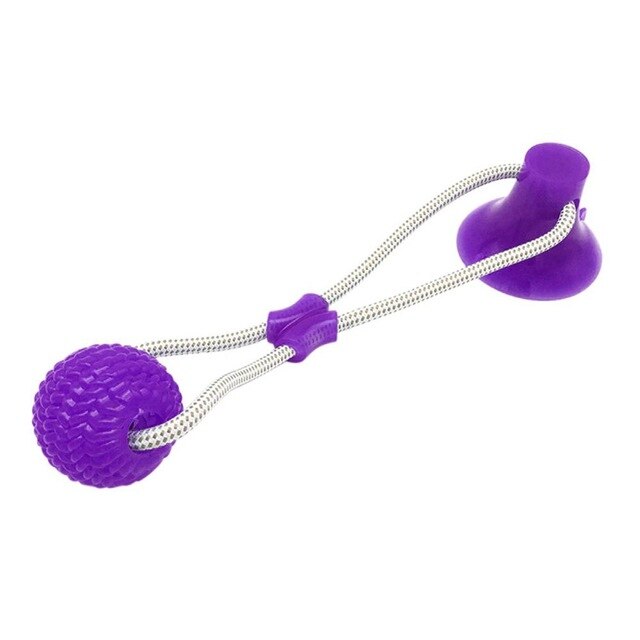 Dog Suction Cup Ball Rope Toy | Tug of War Solo Play