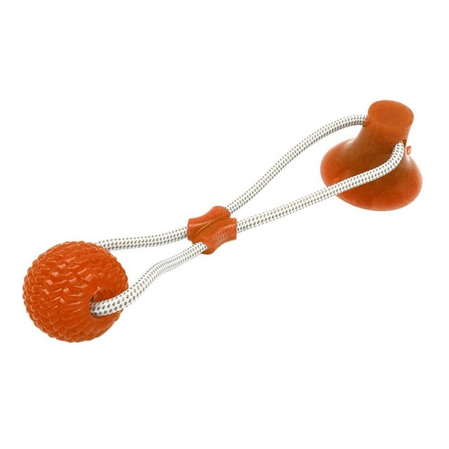 Dog Suction Cup Ball Rope Toy | Tug of War Solo Play