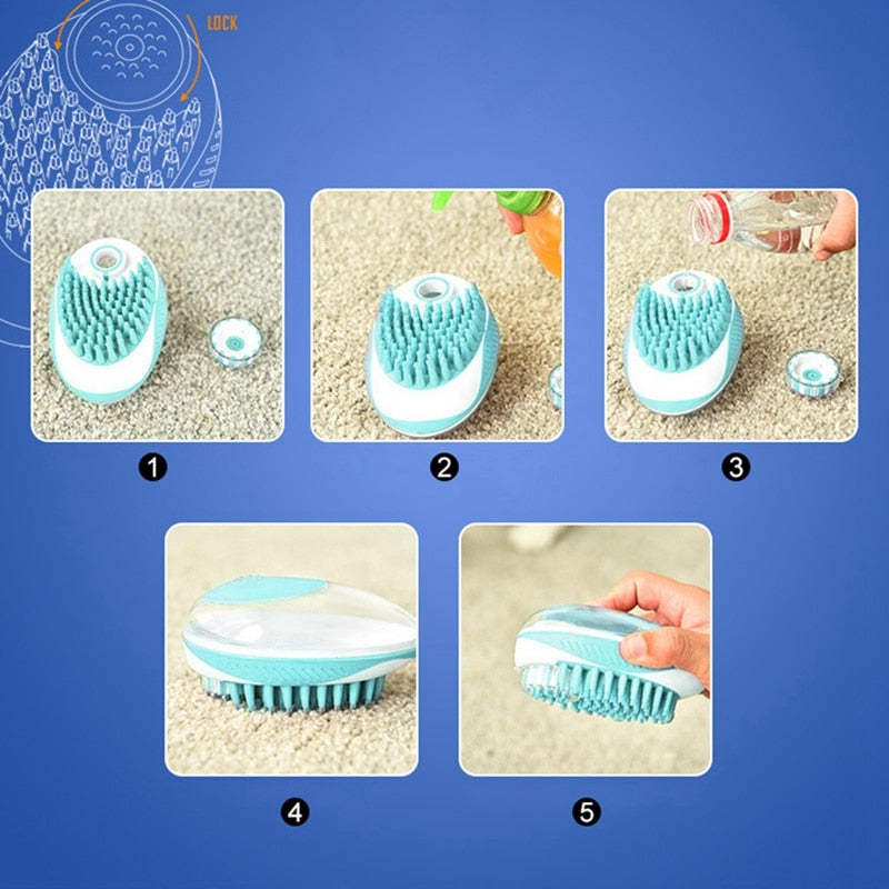Dog Bathing Comb & Shampoo Dispenser | Dog Brush | Dog Wash Brush