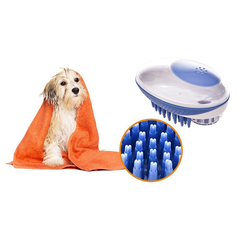 Dog Bathing Comb & Shampoo Dispenser | Dog Brush | Dog Wash Brush