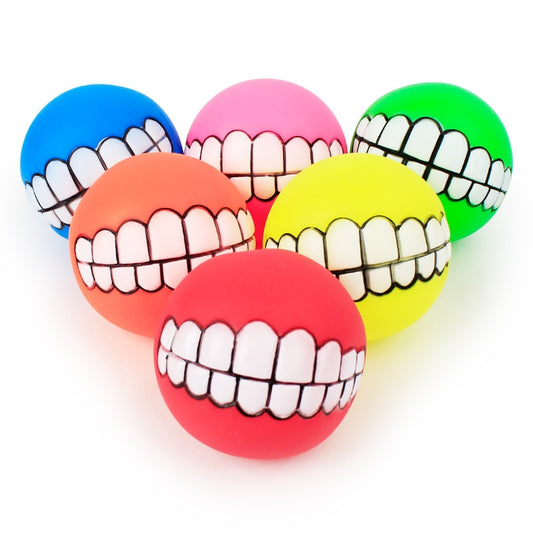 Dog Funny Teeth Squeaker Ball | Dog Teeth Ball