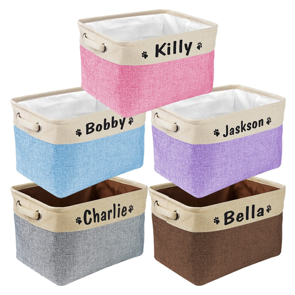 Personalized dog basket top for toys