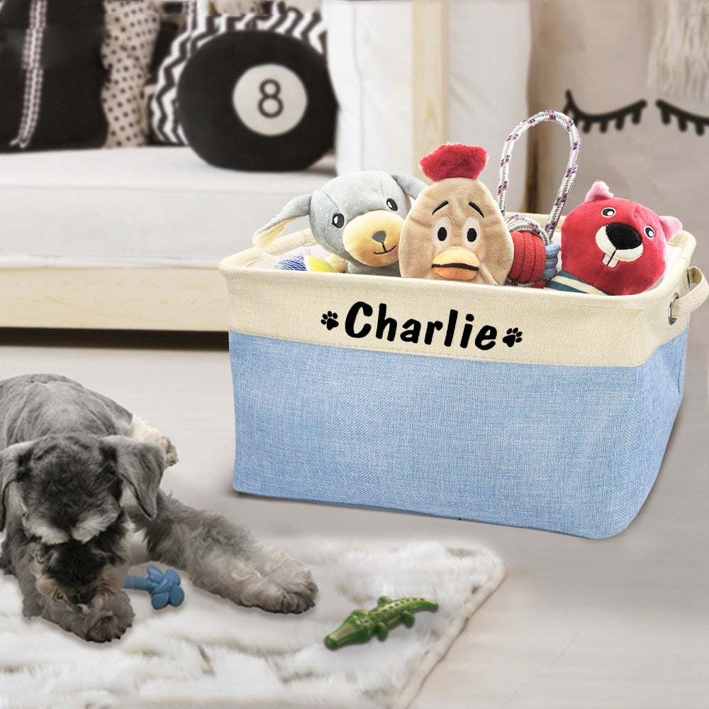Dadugo Personalized Dog Toy Storage Basket Custom Dog Id Toys